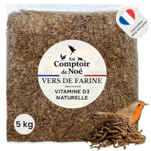 vers de Farine S&eacute;ch&eacute;s Fran&ccedil;ais, 5kg (32,5L), 100% Naturel, Enrichis en Vitamines D3, Insectes Riches en Prot&eacute;ines et Bonnes Graisses, Nourriture Oiseaux Sauvages, vers de Farine Au Comptoir de No&eacute; (Au Comptoir de No&eacute;, neuf)