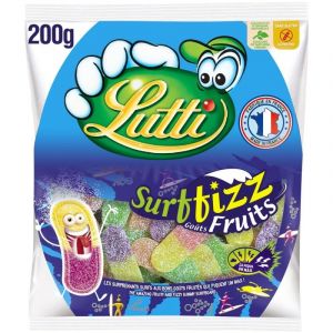 Délice Fruité Lutti Surfizz - Bonbons Gélifiés et Pétillants - 200g de Plaisir Sucré - Idéal pour les Amateurs de Confiseries - Marque de Confiance. - Le Lot De 4 (Franc shopping, neuf)