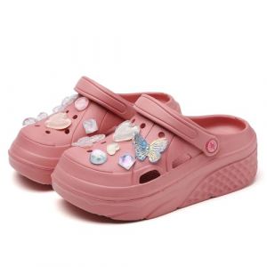 Sabots &agrave; Plateforme Sabots Mules Chaussures Sabots Mules Chaussures Chaussures de Jardin Pantoufles Plage Sandales Femmes Piscine Sandales Chaussons Libellules Rouge 38EU (ElioGn-EU, neuf)