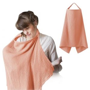 Tablier d'Allaitement, Darryy Couverture d'Allaitement en Coton, Cape Allaitement Bébé, 75 * 95cm, Voile d'Allaitement, Cache Allaitement, Écharpe Allaitement, Respirante, Douce, Multi (Rose) (GFHU, neuf)