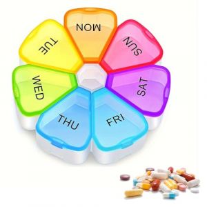 NICEIN®Pilulier Journalier | Semainier Medicament | Pilulier Semainier Matin et Soir sans BPA | Boite Medicaments 7 Jours Résistant à l'humidité | Peut Stocker des Vitamines (Pétales - Blanc) (Laitaotao, neuf)