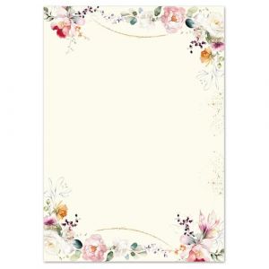 Lot de 100 feuilles de papier à lettre Motif fleurs tropicales Format A4 (210 x 297 mm), 90 g/m² Multicolore (Paper-Media, neuf)