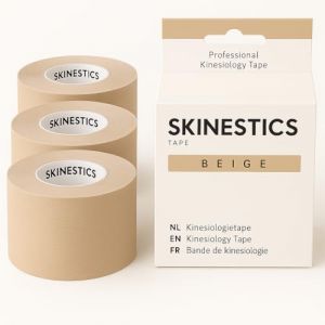 Skinestics | Bandes de Kinésiologie Beige | 3 Rouleaux | 600cm x 5cm | Genou, Cheville | K Tape, Strap Sport, Leukotape | Kinesio Tape & Bande Strapping Adhésif | Ruban Athlétique Élastique (House of Healthbrands, neuf)