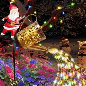 Deco Noel Exterieur Solaire，Lanterne Solaire Ext&eacute;Rieure Arrosoir D&eacute;Coration No&euml;L Avec Support P&egrave;Re No&euml;L - Lampe Led Solaires &eacute;Tanche Pour Jardin, Parfait Pour D&eacute;Coration De No&euml;L Et &eacute;Clairage Ext&eacute;Rieur (Htianyi-eu, neuf)