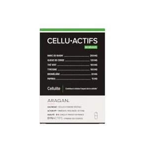 Celluactifs - Complement Alimentaire Anti Cellulite - Marc de Raisin, Queue de Cerise, Thé vert, L-Tyrosine - Aragan - De 30 à 60 jours de prise (ARAGAN®, neuf)