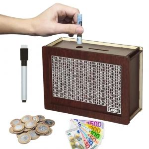1 pièce Tirelire avec compteur, Tirelire avec chèques numériques, Tirelire en bois avec compteur, Tirelire 5000 euros (QUQU JIANING, neuf)