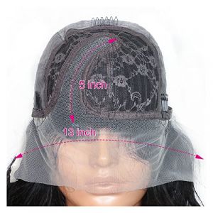 Perruque Avec Frange Perruque de cheveux humains boucl&eacute;s courts cr&eacute;pus pr&eacute;-plum&eacute;s T partie dentelle perruques de cheveux humains boucl&eacute;s for les femmes Perruque Femme Cheveux Humains(T13x5x1 Side Part (yingyingyy, neuf)