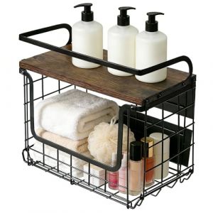 HUOLE Corbeille a Fruit en M&eacute;tal Panier &agrave; Fruits Mural Rangement de Cuisine pour L&eacute;gumes,Basket pour Rangement,Epices, Panier Mural, 30,5 x 16 x 26 (1 pi&egrave;ce) Noir (Hechheu, neuf)