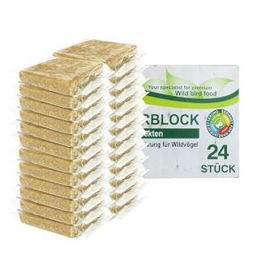 Bloc d'énergie pour oiseaux sauvages toute l'année - Avec insectes riches en protéines - Nourriture grasse pour oiseaux sauvages et écureuils - Bloc de graisse avec vers de farine - 24 x 300 g (BLUMIXX, neuf)