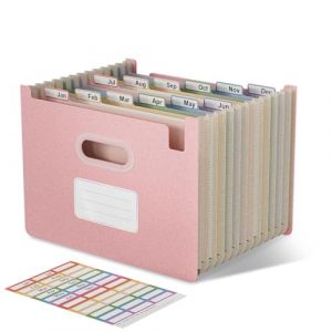 EcoStash Trieur A4 12 Compartiments, Rangement Papier Administratif, Organiseur de Dossiers Accord&eacute;on en Paille de Bl&eacute;, Classeur Range Document, Sans BPA, Retour &agrave; la Nature, Vie Saine - Rose Fraise (EcoStash Direct, neuf)