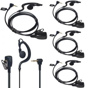YNIBST 2.5 mm Connecteur Oreillette Mono PTT pour Talkie-Walkie, Casque en Forme de G avec Microphone, Compatible avec Motorola Talkabout TLKR T62, T82, T82 Extreme, T92 H2O Radios (Lot de 5) (YNIBST-Direct EU, neuf)