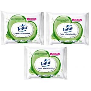 Lotus Papier Toilette Humide Parfum Aloe Vera Douceur - Lot de 3 boites de 42 Feuilles (Maxi&Mini, neuf)