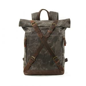 FANDARE Toile Sac &agrave; Dos &agrave; enroulement Sac &agrave; Dos de Randonn&eacute;e Sac de Voyage Scolaire Cartables Sac de Trekking Sac d'&eacute;paule Rolltop Daypacks Multifonction pour Alpinisme Trekking Camping Vert (BEWMER S.R.L., neuf)