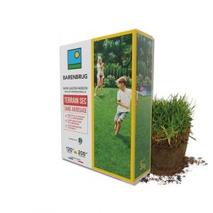BARENBRUG - Gazon Terrain Sec sans arrosage - R&eacute;siste &agrave; la Chaleur et &agrave; la S&eacute;cheresse - Forte R&eacute;duction de l&rsquo;Arrosage - Autor&eacute;paration Naturelle - &Eacute;conome en Eau - Fabriqu&eacute; en France - 3KG (Barenbrug, neuf)