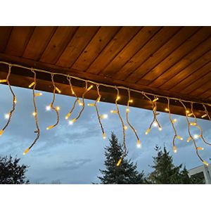 LEDZEIT - Profi Serie - Guirlande Stalactite LED pour ext&eacute;rieur, rideau lumineux, 3 m x 0,5 m, blanc chaud, 10 LED clignotantes，IP67, avec cordon d'alimentation, extensible, pour d&eacute;coration (FL Light Effects., neuf)