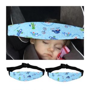 JNNJ 2 Pièces Bandeau Pour Siège D'enfant, Serre-Tête De Sécurité Pour Bébé Enfant Voiture, Bande Fixation Ceinture Maintien De La Tête, Cale Tête Bébé Protéger Cou/Epaules(Voiture Bleue) (KJHmaoyi, neuf)