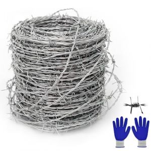 Fil barbelé 1,6 mm x 10 m, clôture en fil de fer barbelé 4 points, solide et flexible pour balcon, jardin ou artisanat, batte de baseball ou artisanat de 10 m (EverTre, neuf)