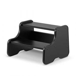 defiPad Marchepied avec 2 marches | Tabouret en Bois pour Enfants | Marchepied pour Enfant | Meubles pour Enfants pour Salle de Bain, Cuisine, Chambre d'enfant à partir de 2 Ans (Noir) (defiPad, neuf)
