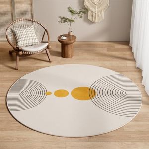 Hearda Tapis Rond de Style Japonais Simple, Tapis Chambre avec Bords Cousus, Antidérapant Tapis Chambre, Lavable Tapis de Salon,Tapis Convient pour Bureau L'intérieur Décorer (Jaune,80cm) (Hearda, neuf)