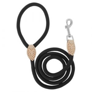 CAPASTEC Laisse pour Chien Corde D'entra&icirc;nement Tress&eacute;e Ronde pour Marche pour Chiot Petit Moyen Grand Noir 1.25m x 1.5cm (AQDecor, neuf)