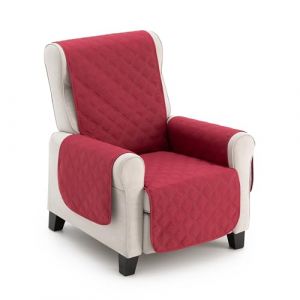 MAXIFUNDAS Housse de Fauteuil Rembourr&eacute; R&eacute;versible 1 Place/Relax - Housse de Fauteuil Extra Doux Rouge/Beige - Housse de Protection Fauteuil avec Bandes &eacute;lastiques de maintien - Couvre Fauteuil Mod&egrave;le (ECOMMERC3, neuf)