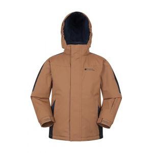 Mountain Warehouse Veste de ski Raptor pour enfants - Manteau neige imperm&eacute;able doubl&eacute; de polaire avec capuche - Hiver chaud pour gar&ccedil;on et fille pour ski, snowboard et plein air, peau, 7-8 ans (Mountain Warehouse, neuf)
