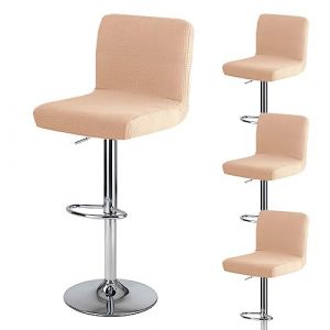 Levoberg Housse de Tabouret de Bar avec Dossier Imperméable Couverture de Chaise Haute de Bar Extensible Housse de Chaise de Salle à Manger Pivotante Lavable 4 Pièces Beige－Jaune (Levoberg-EU, neuf)