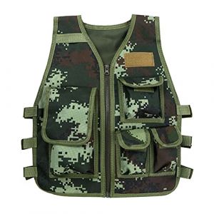 FEESHOW Gilet de Pêche Enfant Garçon Multi Poches Veste sans Manches Gilet de Pêche Manteau Réglable Jeux Extérieurs de Chasse de Combat Camping Army Green 8-14 ans (FEESHOWSTORE, neuf)