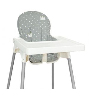 pour IKEA Coussin de chaise haute IKEA, coussin de chaise haute anti-lop, coussin de chaise haute pour IKEA Antilop, coton antidérapant, doux, assise bébé plus confortable (couronne grise) (Longgouk, neuf)