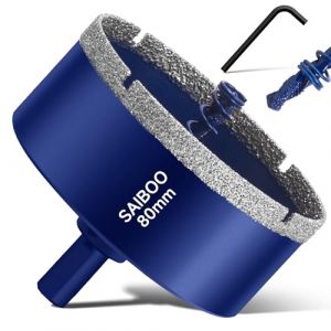 Scie Cloche Diamant&eacute;e pour Carrelage avec Foret de Centrage, Foret Diamant Bras&eacute; dur pour Porcelaine, Carrelage, Verre, Granit, Marbre et C&eacute;ramique (Diam&egrave;tre 80mm) (chaungxing, neuf)