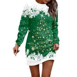 Robe de No&euml;l Femme Grande Taille Lutin Elfe Robe Reine des Neiges Noel Vintage Retro Robes Trap&egrave;ze Rockabilly &agrave; Fleurs Ann&eacute;es 1950 50 60 Audrey Hepburn Robes D&eacute;guisement Adulte Noel (d-Green, XXL) (BAULMD（90% Big Promotion Without Discount Code ）, neuf)