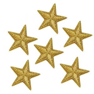 Patch Ecusson Thermocollant 6 x Etoile Coloris or dor&eacute; 3 x 3 cm (Filou Face, neuf)