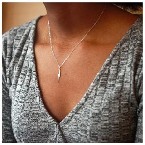 Cimenexe Collier Pendentif Éclair Bohème Collier Ras De Cou Tonnerre Collier Ras De Cou Argent Éclair Collier Minimaliste Collier Chaîne Bijoux Pour Femmes Et Filles Cadeaux (Cimenexe, neuf)