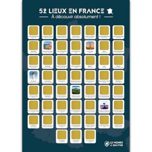 Poster à gratter France - 52 lieux à visiter absolument - Format A3 - Encre dorée agréable et sans traces - Cadeau parfait pour voyageur et amoureux de la France (LE MONDE À GRATTER, neuf)
