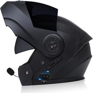 Adulte Bluetooth Modulable Casque Moto Homme Et Femme ECE Homologué Flip Up Casque Moto avec Double Visière pour Anti-Collision Casque Scooter Integral Modulable Locomotive Casque (GLHXD, neuf)