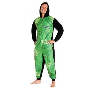 RICK AND MORTY Combinaison Pyjama Homme Hiver, Grenouillère Adulte en Polaire Humoristique, Onesie Adulte Humour (Vert/Noir, 2XL) (Get Trend., neuf)
