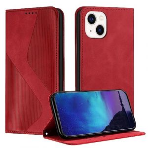 Fatcatparadise Coque pour iPhone 14 Plus, Coque iPhone 14 Plus (6,7 Pouces), Housse en Cuir PU Pochette Portefeuille Rabat Clapet Case Porte Carte Magn&eacute;tique Etui de Protection Flip Case (Rouge) (Oldwen, neuf)
