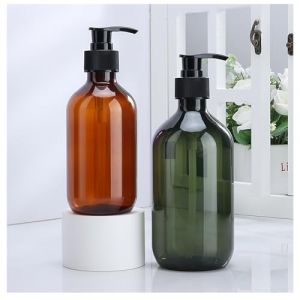 Distributeur de savon &agrave; pompe - 500 ml - Distributeur de savon pour cuisine, salle de bain, plan de travail, cuisine (marron + vert) (EXCC, neuf)