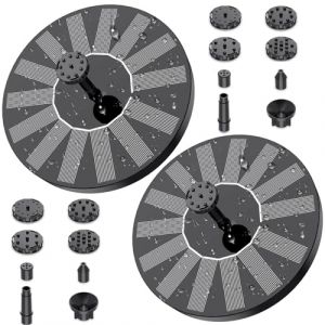 2PCS Fontaine Solaire Exterieure de Jardin 1,5W DIY Pompe Bassin Solaire avec 6 Buses Effets pour Bassins D'agrément Bain d'oiseaux Aquarium Jardin Fontaine（2PCS） (AISITIN Boutique Agréée RV, neuf)