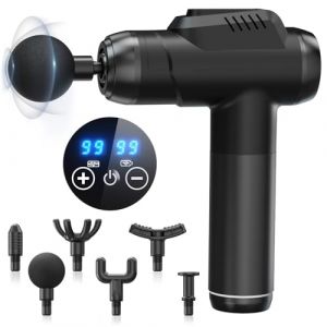 Pistolet de Massage Musculaire,Masseurs Électriques Portables avec 99 Vitesses,Silencieux Muscle Pistolet Masseur 6 Têtes de Massage Réglables/Écran LCD,Pour Soulager Douleurs et Raideurs Musculaires (CHANCHANLIU, neuf)