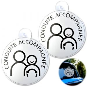 Lot de 2 Disques Conduite Accompagn&eacute;e avec Ventouses, Macaron Conduite Supervis&eacute;e 15cm, Autocollant R&eacute;fl&eacute;chissant pour Apprentis Conducteurs, Conforme aux Normes S&eacute;curit&eacute; Routi&egrave;re, Assurez une Conduit (YanRongGuan, neuf)