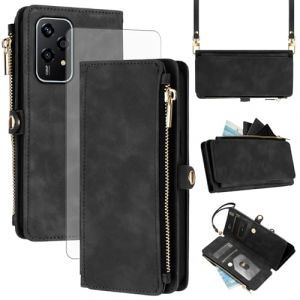 Asuwish Coque pour Honor 200 Lite 5G Portefeuille avec Verre Tremp&eacute; et Cordon Porte Carte Chaine PU Cuir &agrave; Clapet RFID Mandala &Eacute;tui Housse Support Ecran Etui Honor200 200Lite T&eacute;l&eacute;phone Case Femme Noir (Asuwish Official Store, neuf)