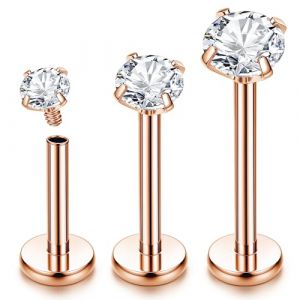 Chriscoco 16G G23 Titane Tragus Labret L&egrave;vre Oreille Helix Cartilage Medusa Nez Piercing - Or Rose - 6/8/10MM (TOIMOI JEWELRY, neuf)