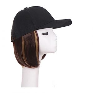 Bonnet de perruque Synth&eacute;tique R&eacute;glable Noir Chapeau Perruques Court Bob Droite Casquette De Baseball Perruque Connexion Extensions De Cheveux for Les Femmes Chapeau de perruque(10) (haikouhua, neuf)
