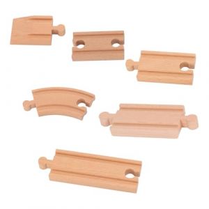 VYNZOR 6 Pi&egrave;ces Rails/Circuit de Train en Bois- rail courbe train jouet,rail droit train jouet, Jouet pour Enfants circuit train bois Accessoires,Bois de H&ecirc;tre Haut de Gamme - Solide (Shophaomall Store, neuf)