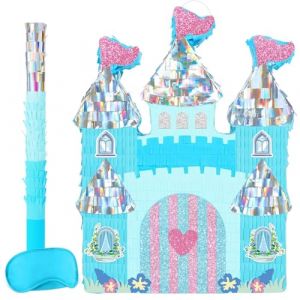 WERNNSAI Pi&ntilde;ata Ch&acirc;teau de Princesse &ndash; D&eacute;coration d'anniversaire pour fille Enfant Ch&acirc;teau Bleu avec b&acirc;ton Masque pour les yeux Princesses Jeux de f&ecirc;te D&eacute;coration (Wernnsai Direct, neuf)