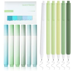 OFFCUP Surligneurs Pastel, 6 Colori Surligneur Marqueurs Paste + 6 Stylos Encre Gel Noire + Note Autocollante, Esthétiques Pastel Highlighter Pen pour Carnet Journal école Maison Bureau (Vert) (HOOCHE, neuf)