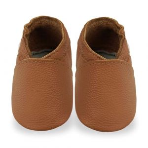 Bemesu Chausson Bebe Chaussons Cuir Souple B&eacute;b&eacute; Gar&ccedil;on Fille Premiers Pas Chaussons Enfant Marron(L, 12-18 M, EU 21-22) (Bemesu, neuf)
