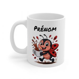 Teecustom Mug Hérisson Personnalisé – Tasse Café Mignonne et Énergique avec Prénom – Cadeau Original (Coccinelle) (TeeCustom, neuf)