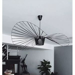 Assayeurs d'&eacute;clairage de pendentif moderne, Chandelier de chapeau cr&eacute;atif Salle &agrave; manger suspendue Light Plafond, fibre de verre + Fibre Chapeau de chapeau de conception LED Chandelier,Noir,45cm (WAROOMGAO, neuf)